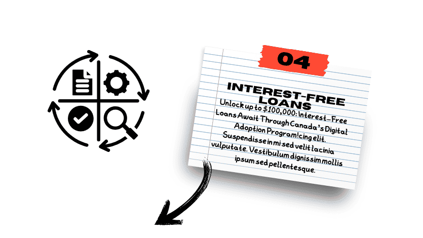 An arrow pointing to a note with the words interest free loan.